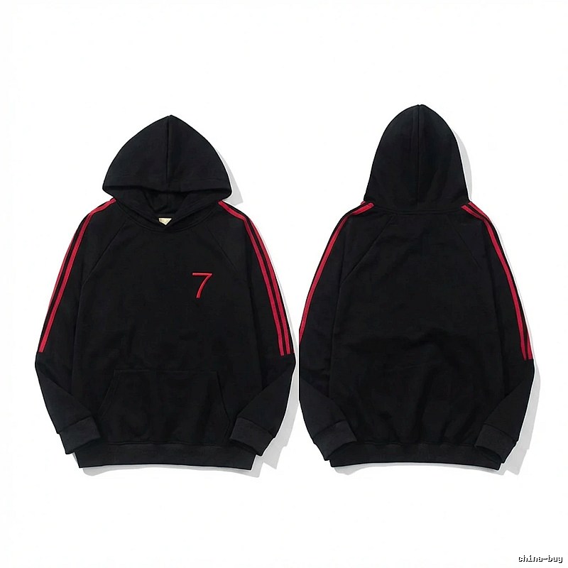 7 Series Black and Red Contrast Color Hoodie