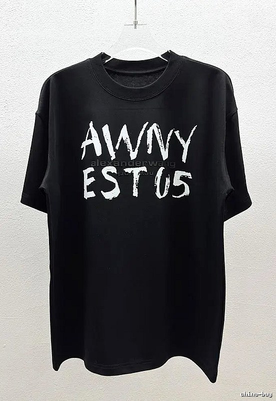 Alexander Wang Alphabet Street Style Black T-Shirt