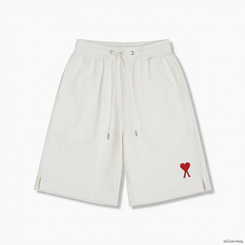 AMI Embroidered Minimalist Style White Shorts