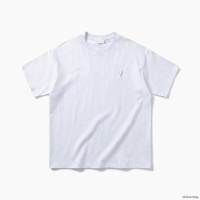 AMI Embroidered Minimalist Style White T-shirt