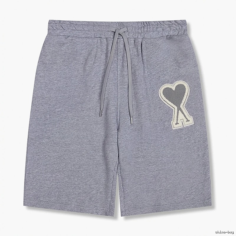 AMI Love Heart Pattern Light Gray Shorts