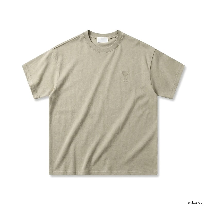 AMI minimalist style khaki T-shirt