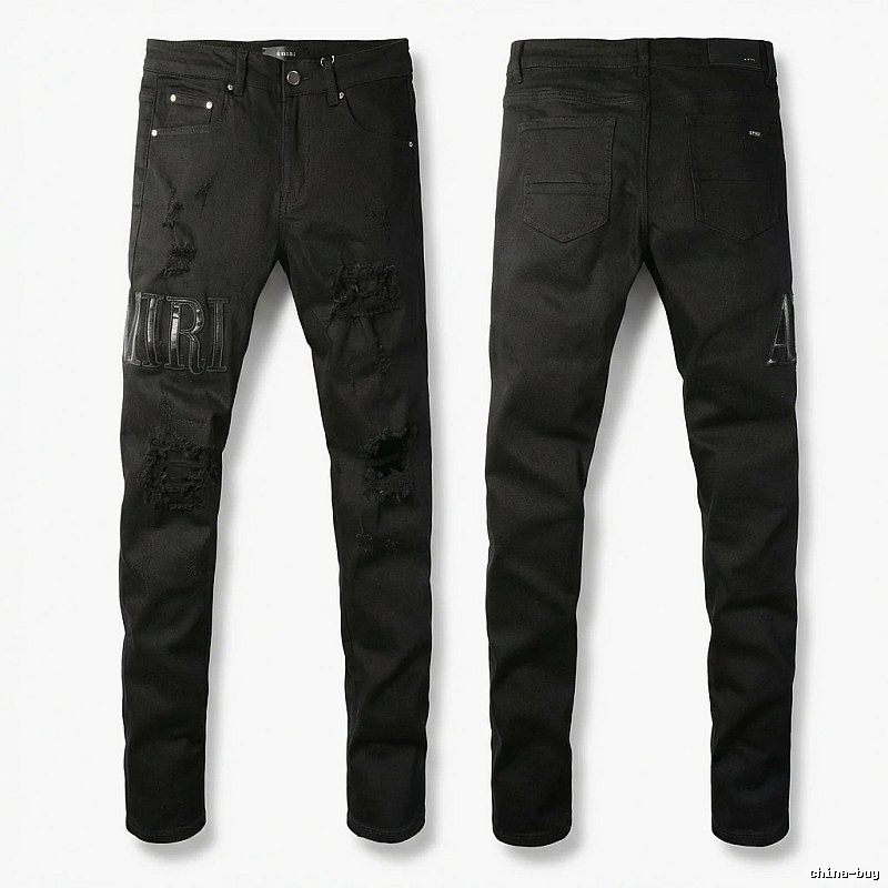 AMI Ripped Trendy Cool Black Jeans