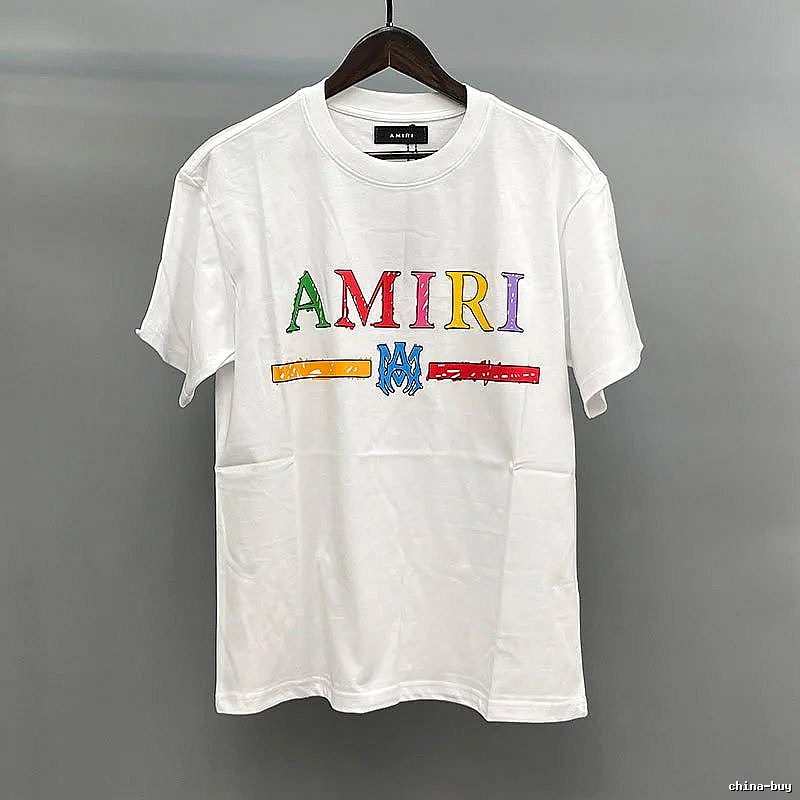Amiri Color-Letter Graphic White Records Graphic T-Shirt Travel Styling