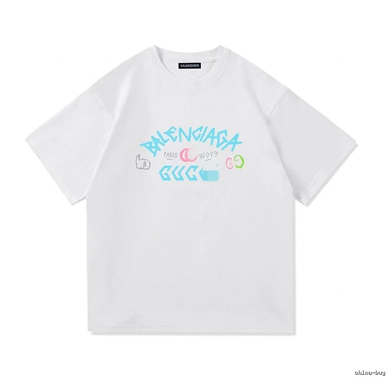 Balenciaga Co-branded Graffiti Street Style White T-Shirt