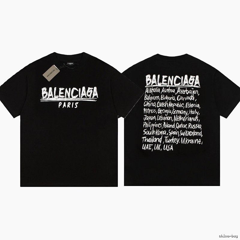 Balenciaga Graffiti Street Style Black Short Sleeve T-shirt
