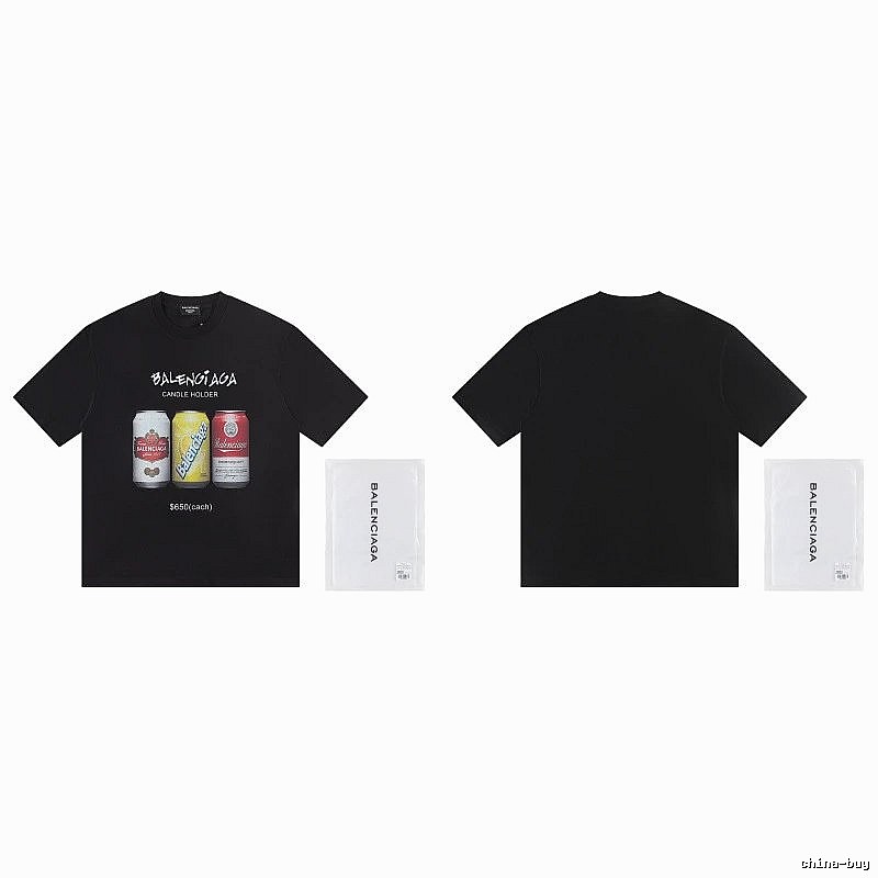 Balenciaga Street Style Black T-shirt with Coca-Cola Print
