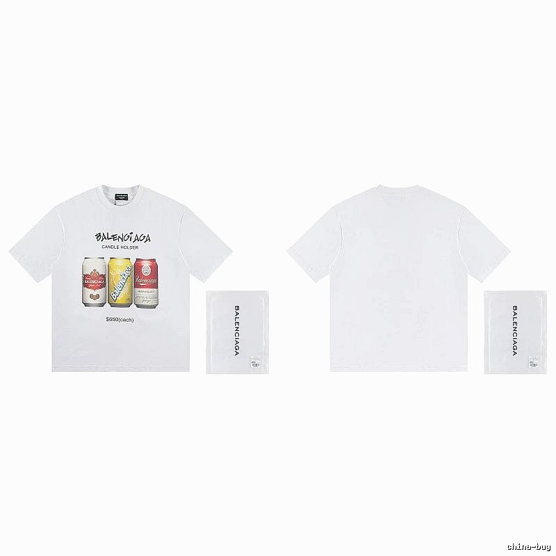 Balenciaga Trendy White T-Shirt with Soda Can Print