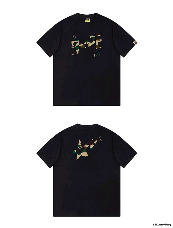 Bape camouflage style black T-shirt