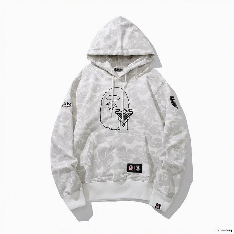 Bape camouflage style white hoodie