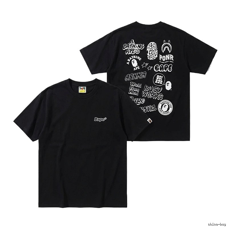 Bape letter print black T-shirt