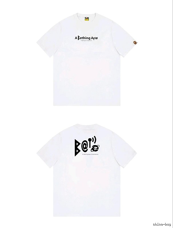 Bape letter print simple white T-shirt
