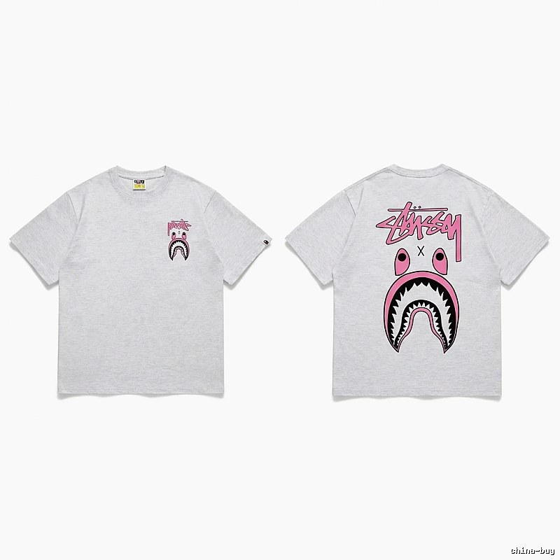 Bape Shark Co-branded Light Grey T-shirt