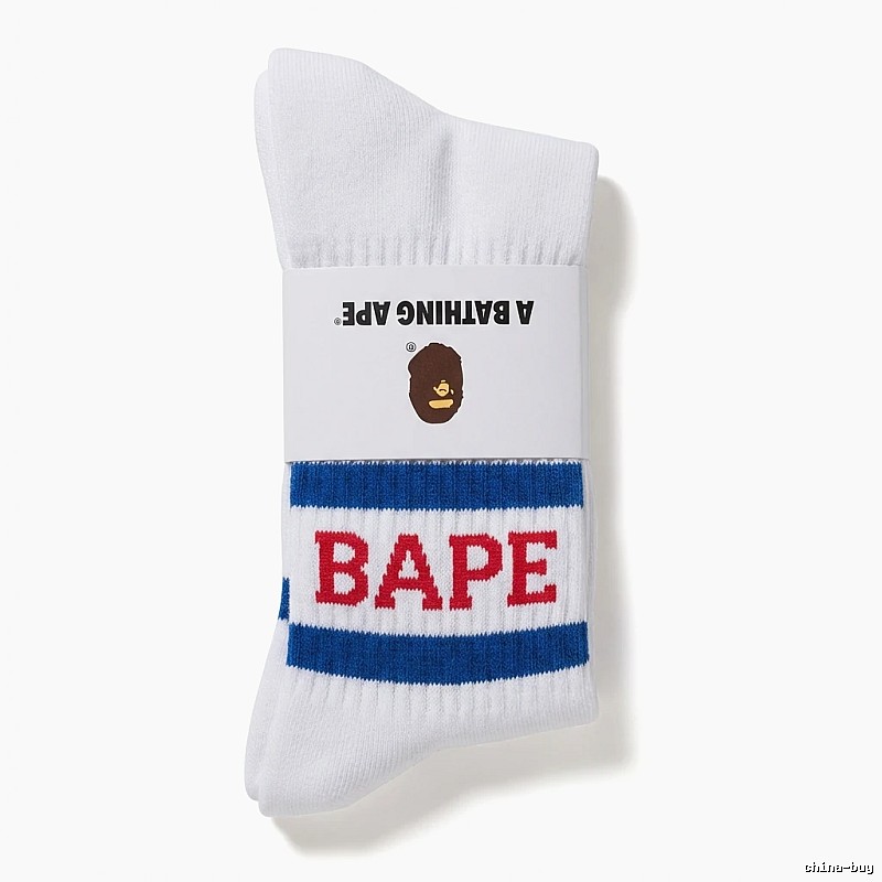 Bape striped trendy white socks