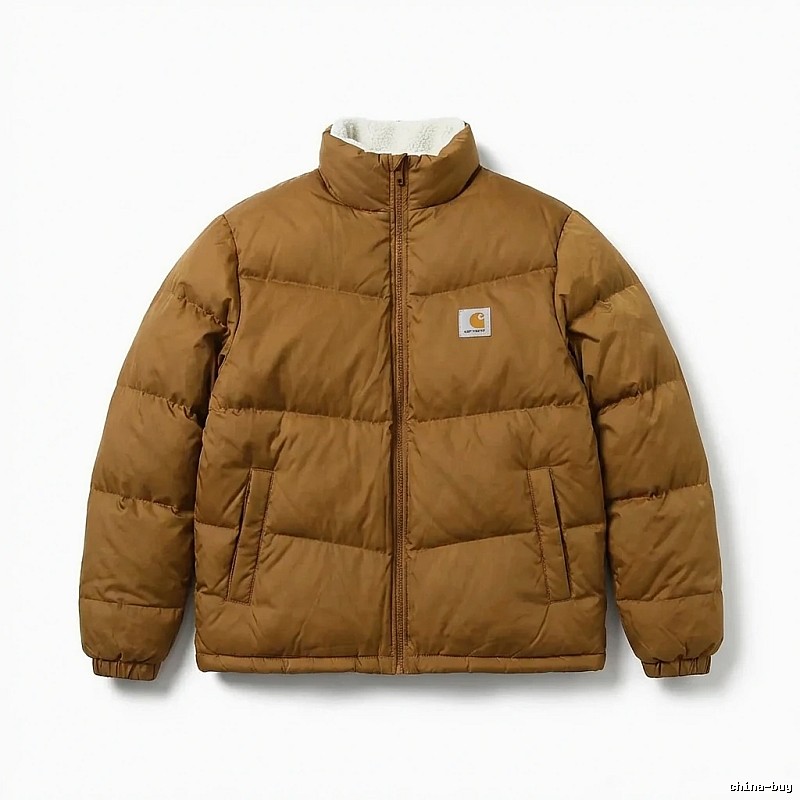 Carhartt workwear style khaki cotton-padded jacket