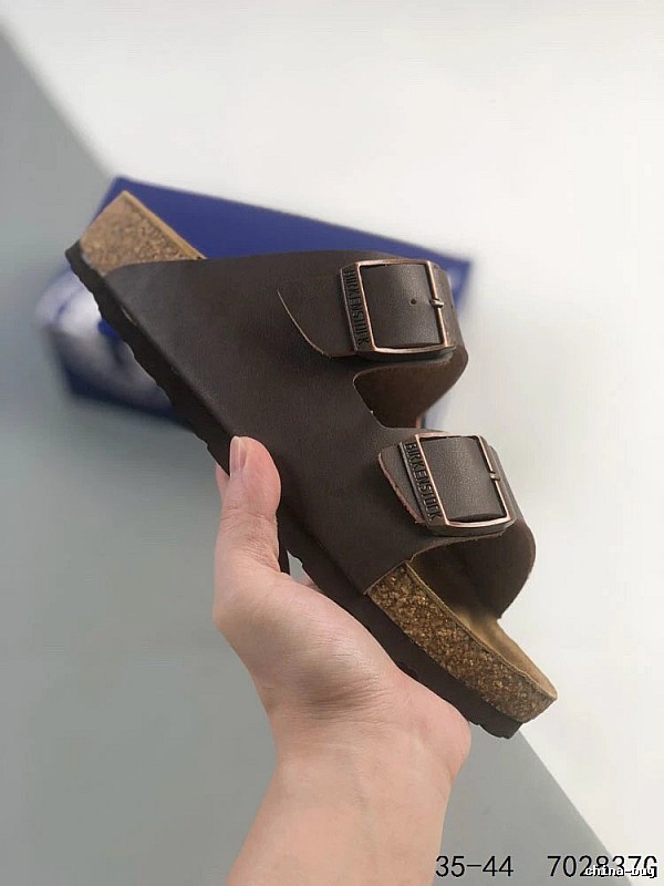 Casual Dark Brown Birkenstock Cork Slide Sandals