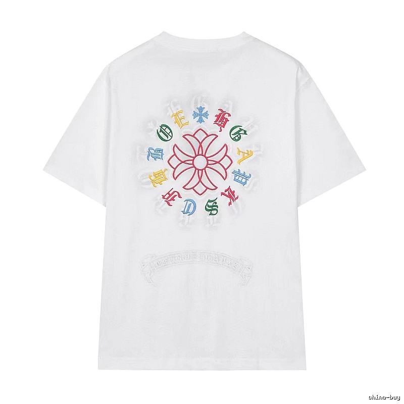 Chrome Hearts Colorful Embroidered Street Style White T-Shirt