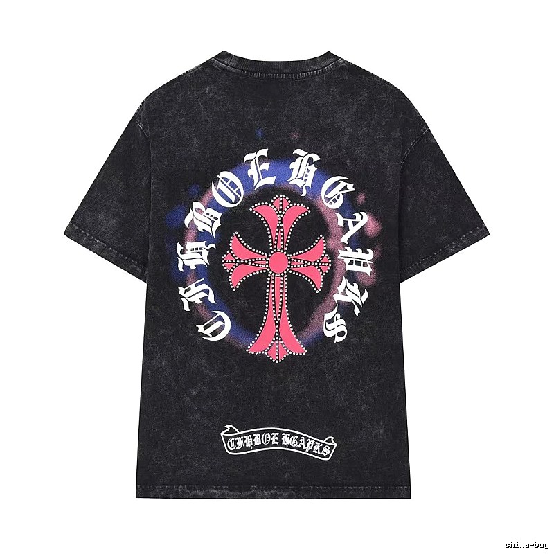 Chrome Hearts Cross Vintage Distressed Black Short Sleeve T-shirt