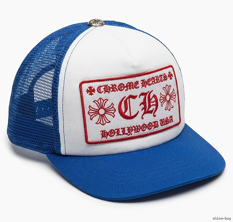 Chrome Hearts Retro Blue and White Baseball Cap