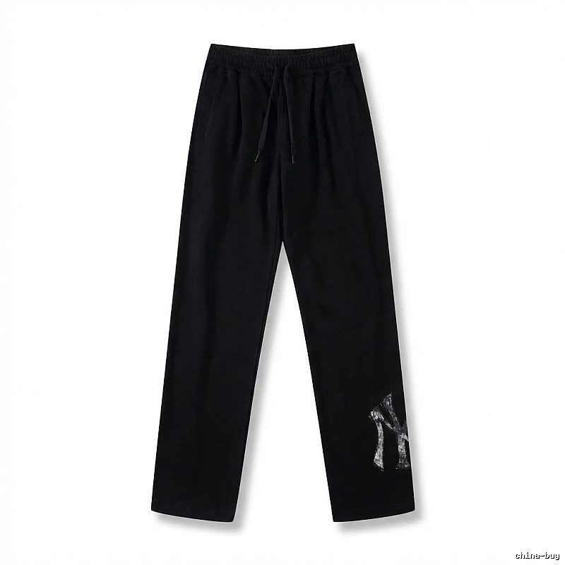 Classic trendy brand black trousers of MLB