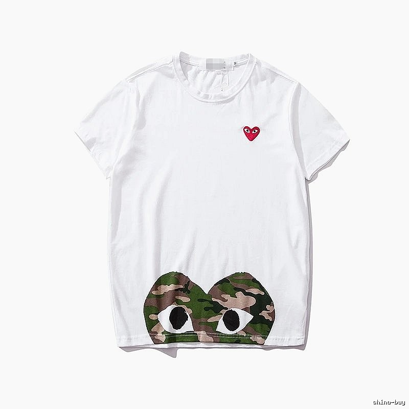Comme des Garcons PLAY 2021-49 Green Style 2149 Heart Logo T-Shirt Casual Layering