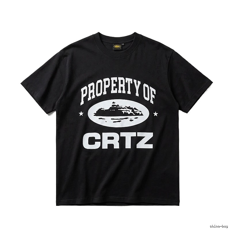 Corteiz black and white minimalist style T-shirt