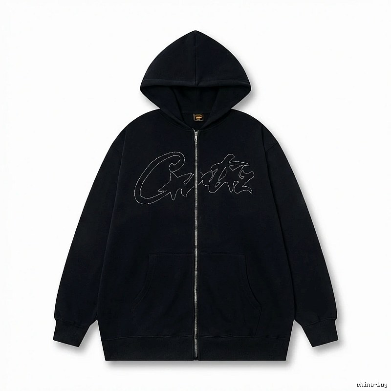 Corteiz minimalist style black hoodie