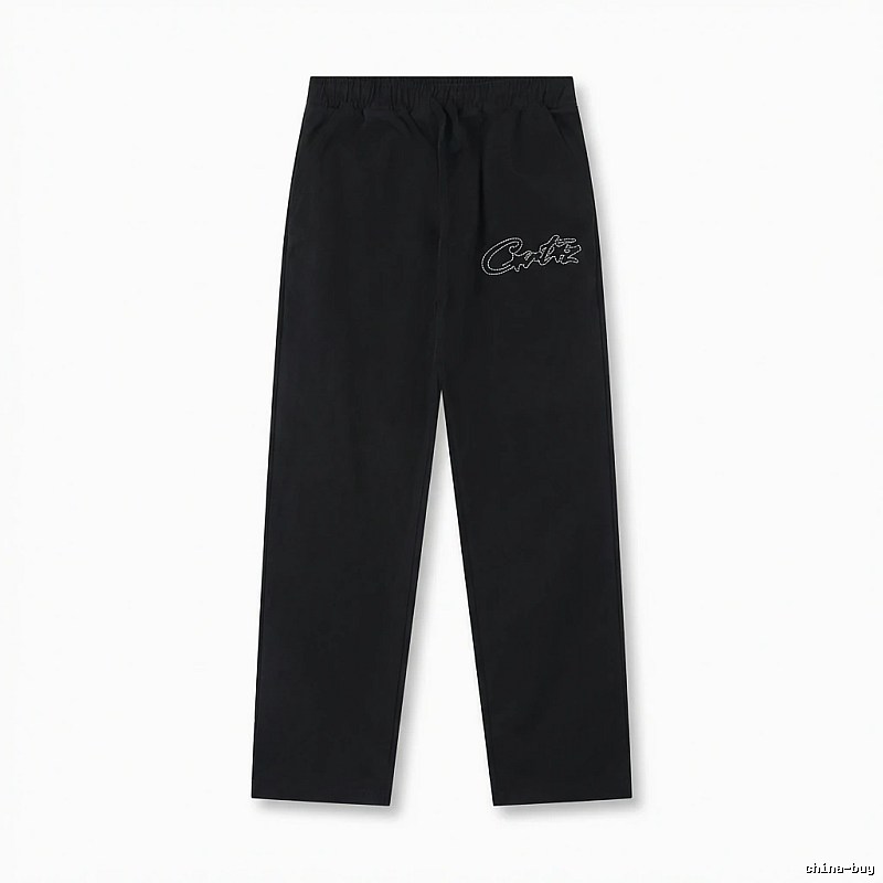Corteiz minimalist style black long trousers