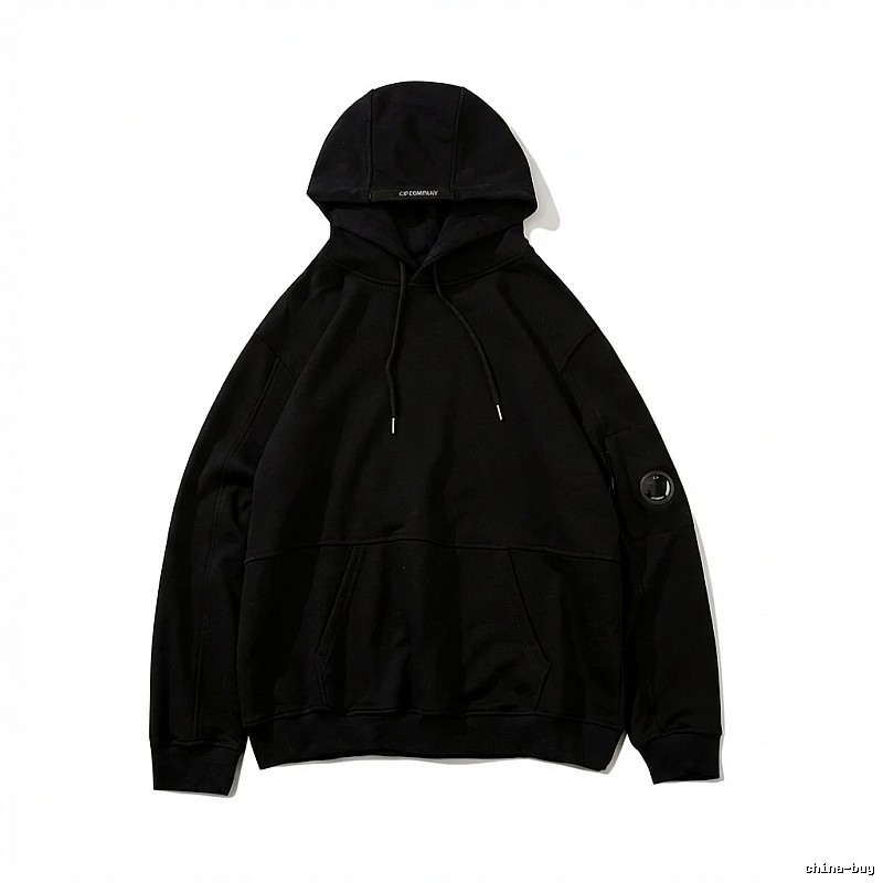 C.P. COMPANY minimalist style black hoodie