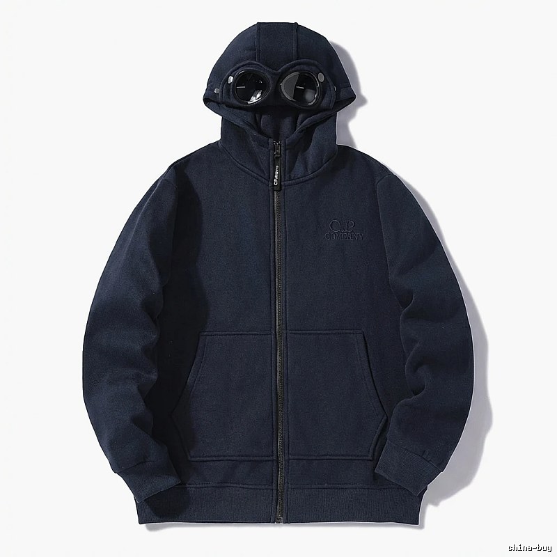C.P. COMPANY Workwear Style Navy Blue Hoodie