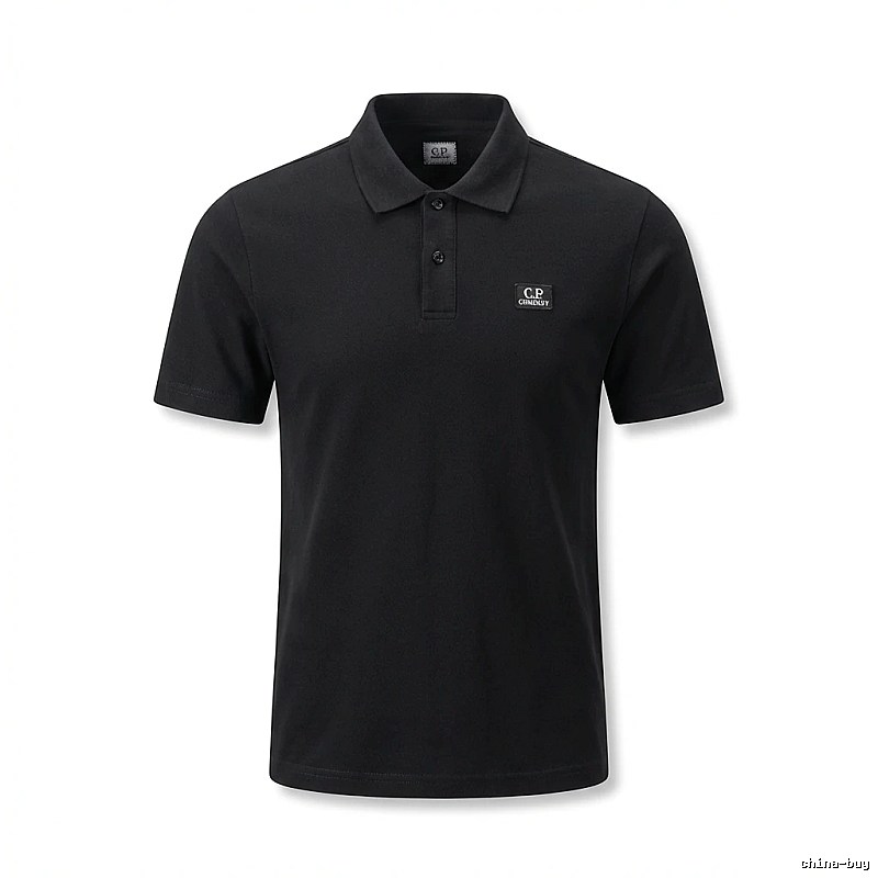 C.P. Simple Style Black Polo Shirt