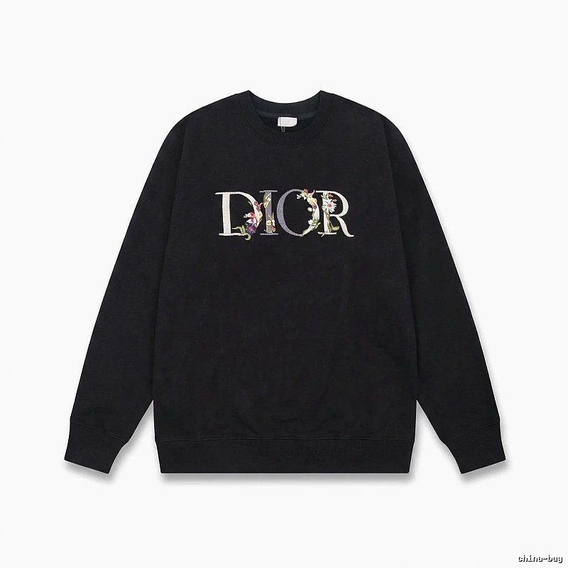 Dior Floral Alphabet Style Black Sweatshirt
