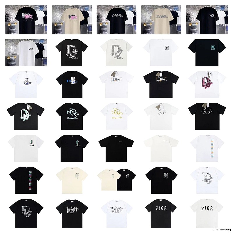 Dior Graffiti Collection Trendy Style Multi-color Short-sleeve T-shirt