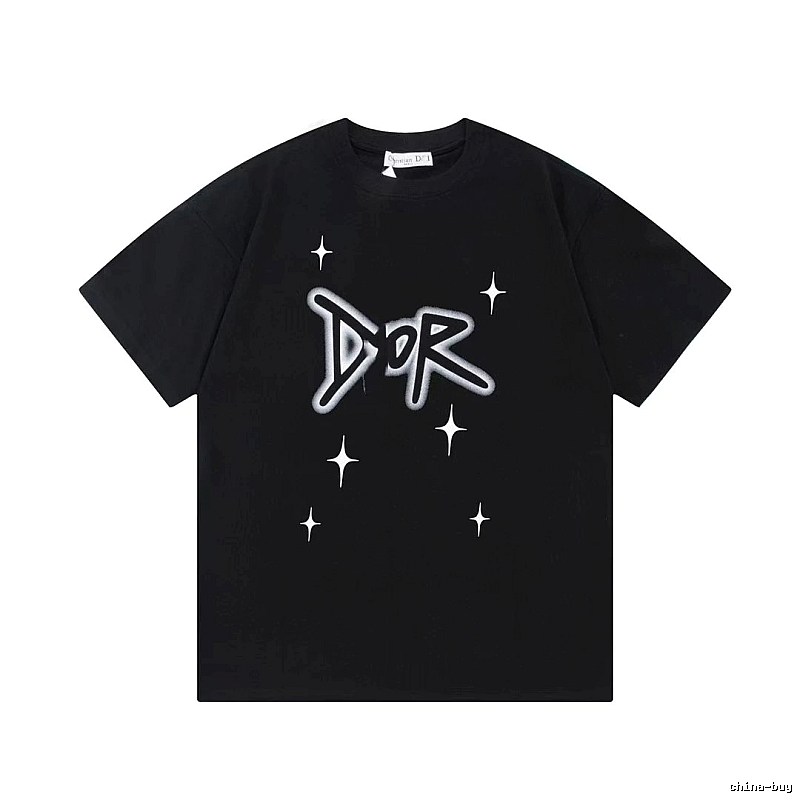 Dior Graffiti Star Street Style Black Short-sleeve T-shirt