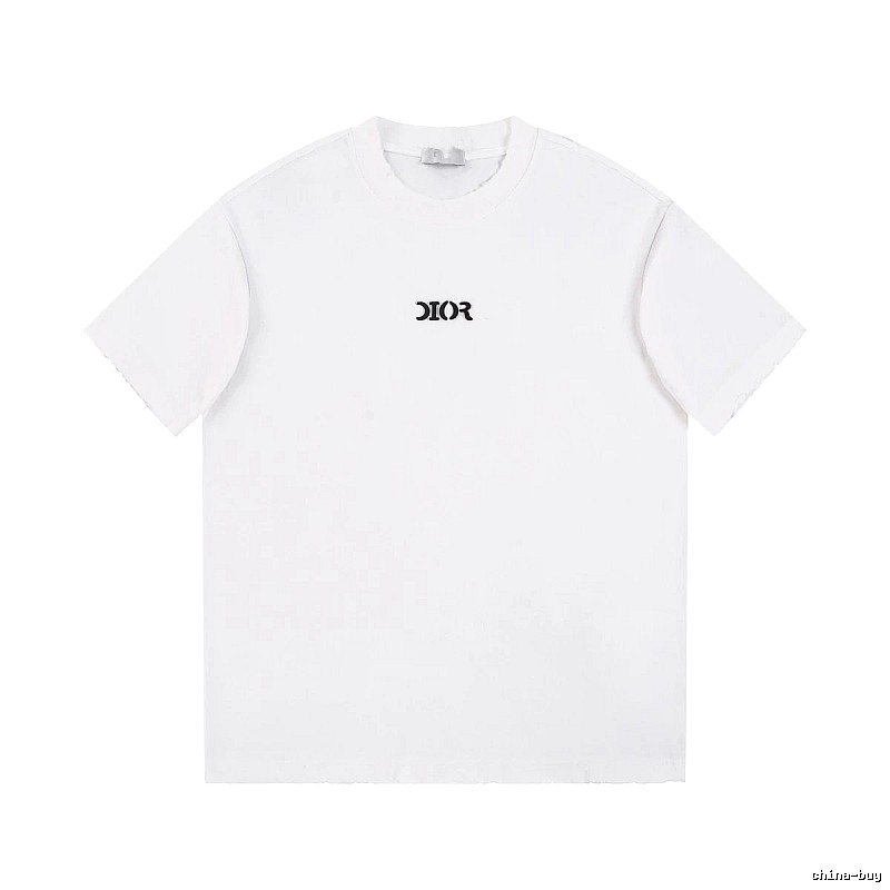 Dior Minimalist Style Embroidered Logo White Short-sleeved T-shirt