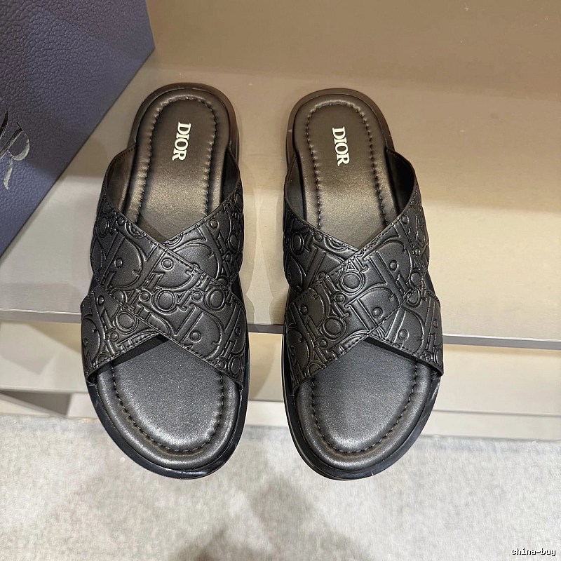 Dior Monogram Collection Light Luxury Style Black Slides