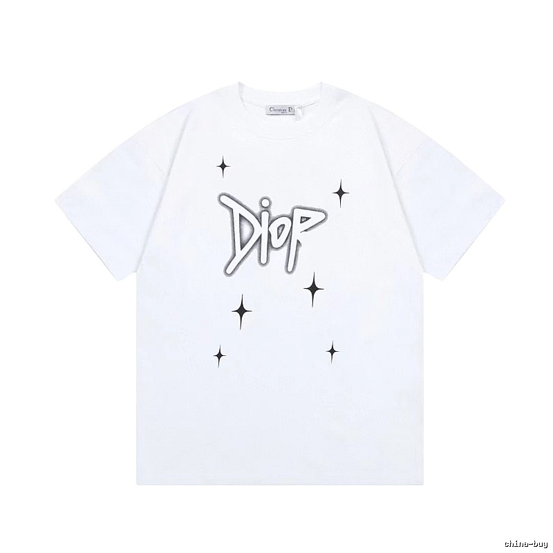 Dior Starburst Graffiti Street Style White Short-sleeve T-shirt