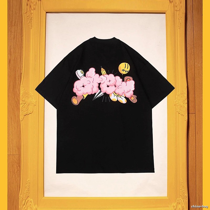 DREW Cloud Print Street Style Black Short Sleeve T-Shirt