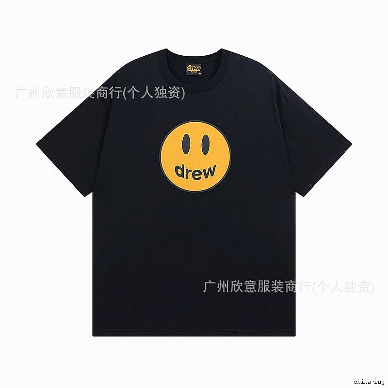 DREW Smiley Street Style Black Short-sleeve T-shirt
