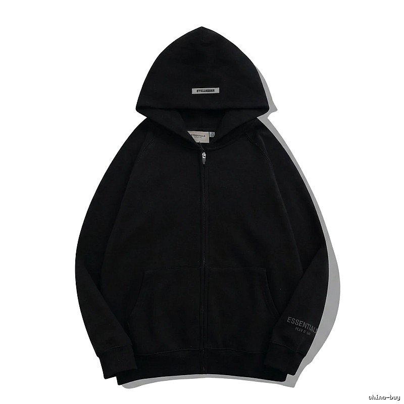 ESSENTIALS minimalist style black hoodie