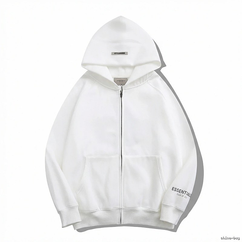 ESSENTIALS minimalist style white hoodie