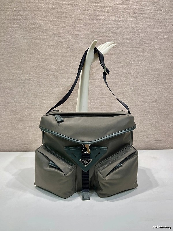 Gray Geometric Shoulder Bag Prada Shoulder Bag for Daily Rotation