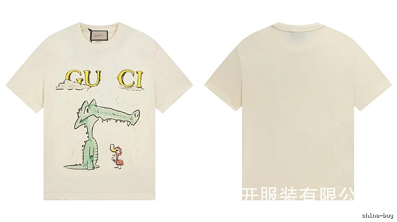 Gucci Crocodile Print Childlike Off-white T-Shirt