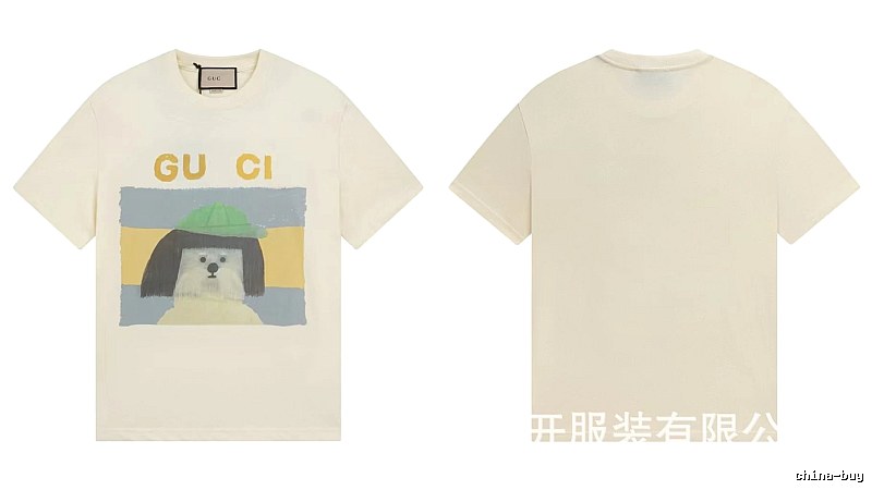 Gucci Puppy Print Casual Style Off-white T-shirt