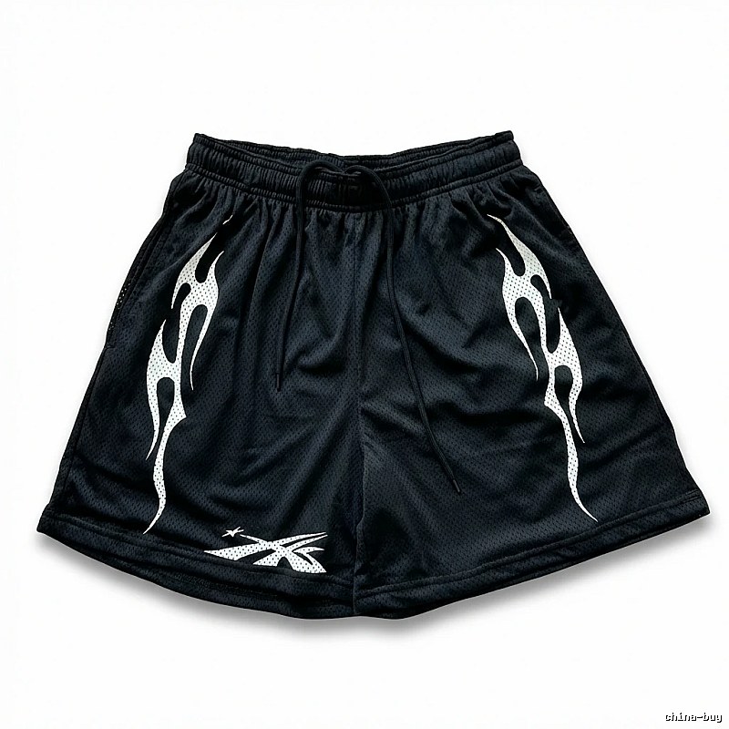 Hellstar Flame Wind Black Shorts