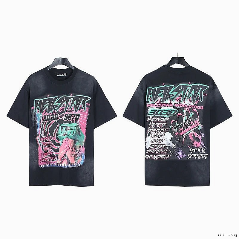 Hellstar World Tour Street Style Black T-Shirt