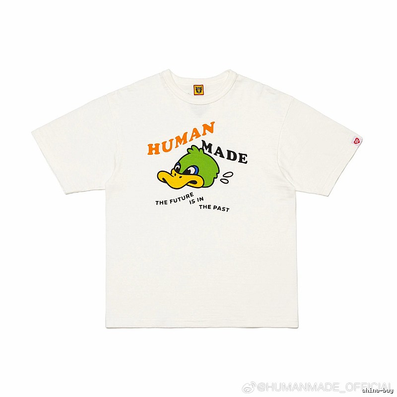 HUMAN MADE Green Duck Print Japanese Streetwear Off-white Short-sleeve T-shirt