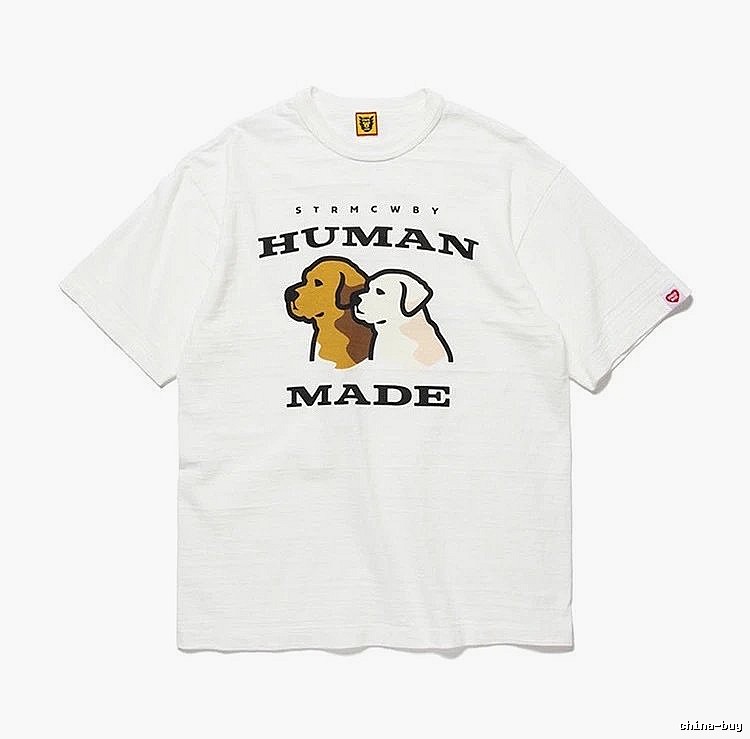 HUMAN MADE Two-Dog Print Japanese Streetwear White T-Shirt