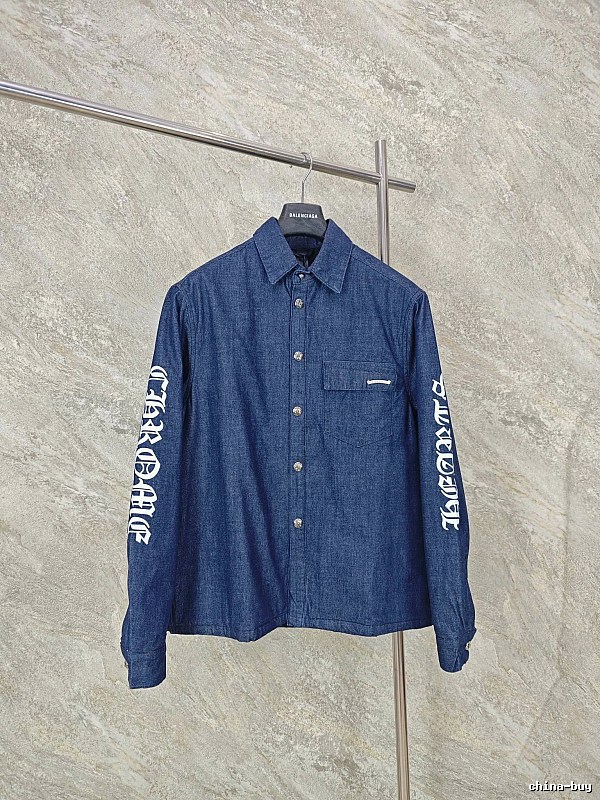 Indigo Blue Chrome Hearts Denim Overshirt - Resort Edit
