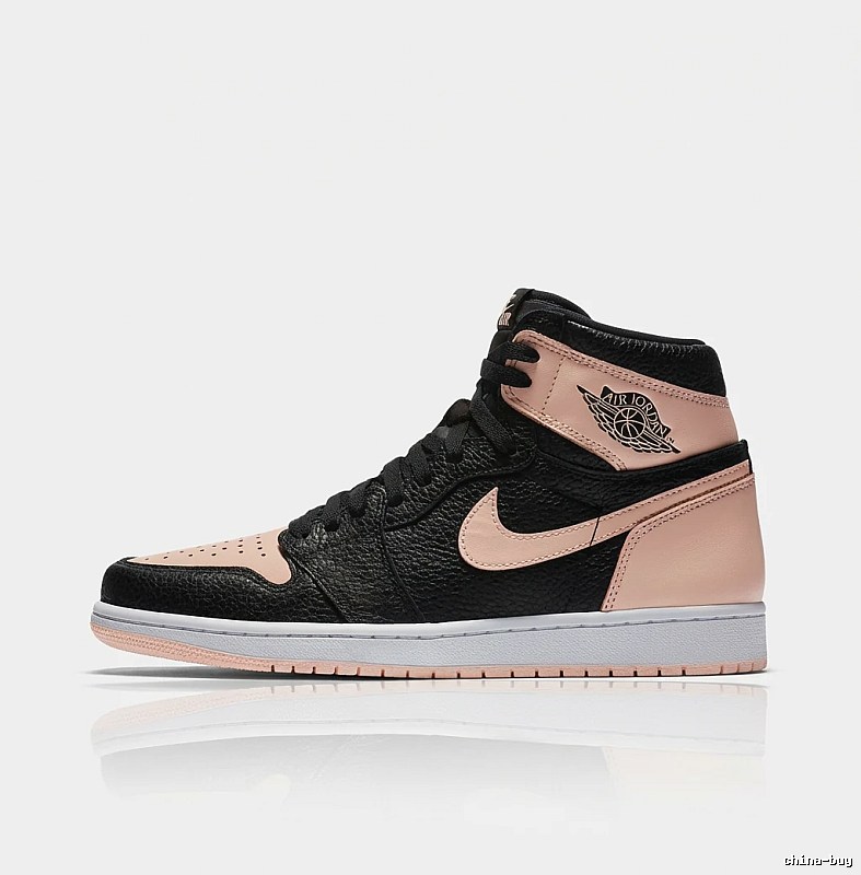Jordan AJ1 High-top Black and Pink Trendy Sneakers